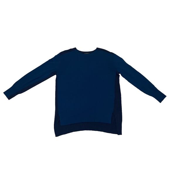 J. Crew Color Block Tunic Sweater Wool Blend Blue High Low Hem Colorblock Medium - Picture 1 of 11